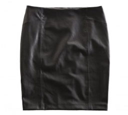 chicnova_Black Imitation Sheep Leather High Waist Skirt